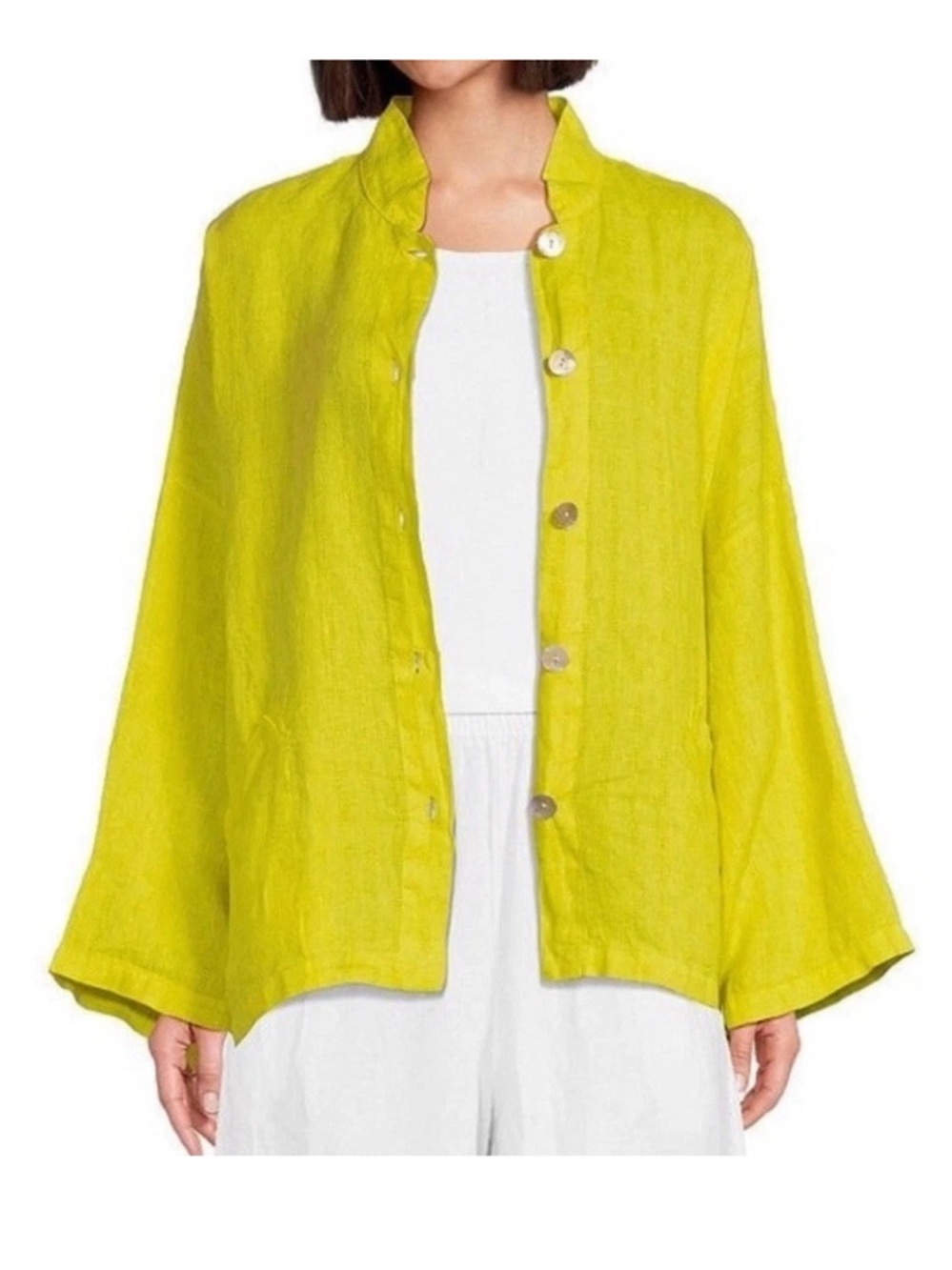 Bryn Walker 100% Linen Danuta Jacket Womens Small Button Up Lagenlook Oversized